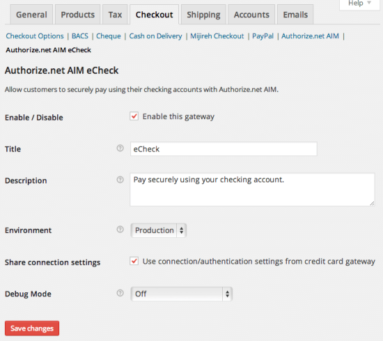 Gateway Authorize-net AIM